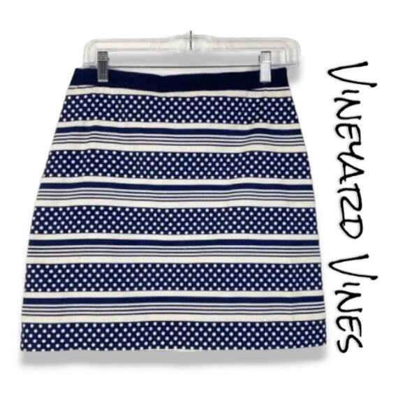 VINEYARD VINES FAIRWAY NAVY POLKA DOT STRIPE SKIRT SIZE 2 - Picture 1 of 9